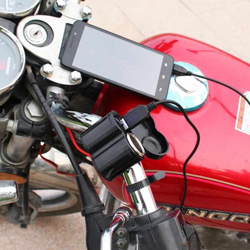 12V мотоциклов ATV Скутер USB Мощность адаптер гнезда прикуривателя Moto Порты и