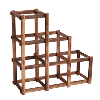 

Foldable Charcoal color 6 Grid Wood Wine Holder Fashion Wine Rack Bar/Home/Restaurant Decor Kitchen Holder Display Shelf Organ