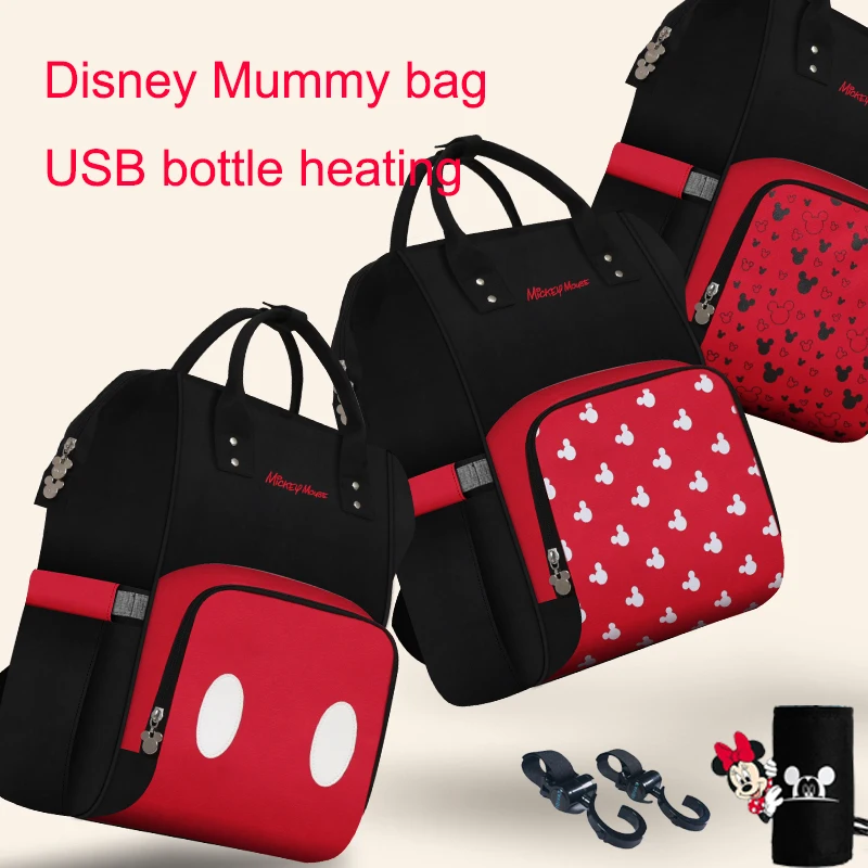 

Disney Diaper Bag Backpack with USB Minnie Mickey Travel Oxford Feeding Baby Care Mummy Nappy Bag waterproof baby bag