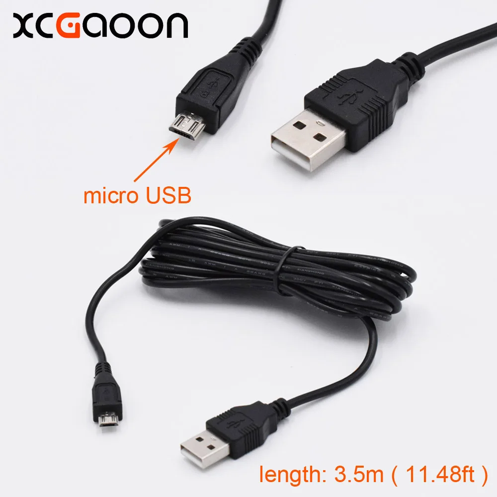 XCGaoon автомобильное зарядное устройство micro USB кабель для автомобиля dvr камера видео рекордер/gps/PAD/Mobile, длина кабеля 3,5 м(11.48ft - Название цвета: Straight