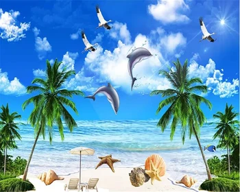 

beibehang wallpaper for walls 3 dCustom large wall stickers tropical ocean landscape home interior 3d wallpaper living room wall