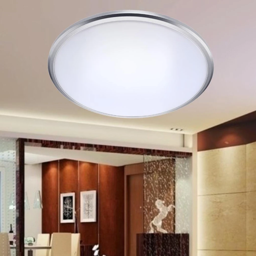 

30W Warm White Ceiling Light Dustproof Flush Mount Acrylicic Frame Lighting Fixture with Silver Edge