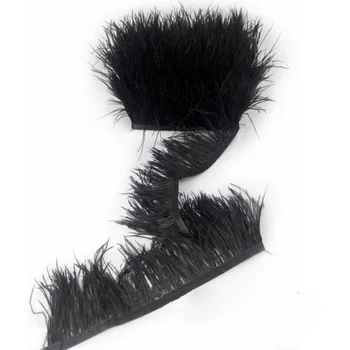 

5yards 8-10cm Width Black Ostrich Feather Fringe Ostrich Feather Trimming For Dance Dress Making Headdress DIY