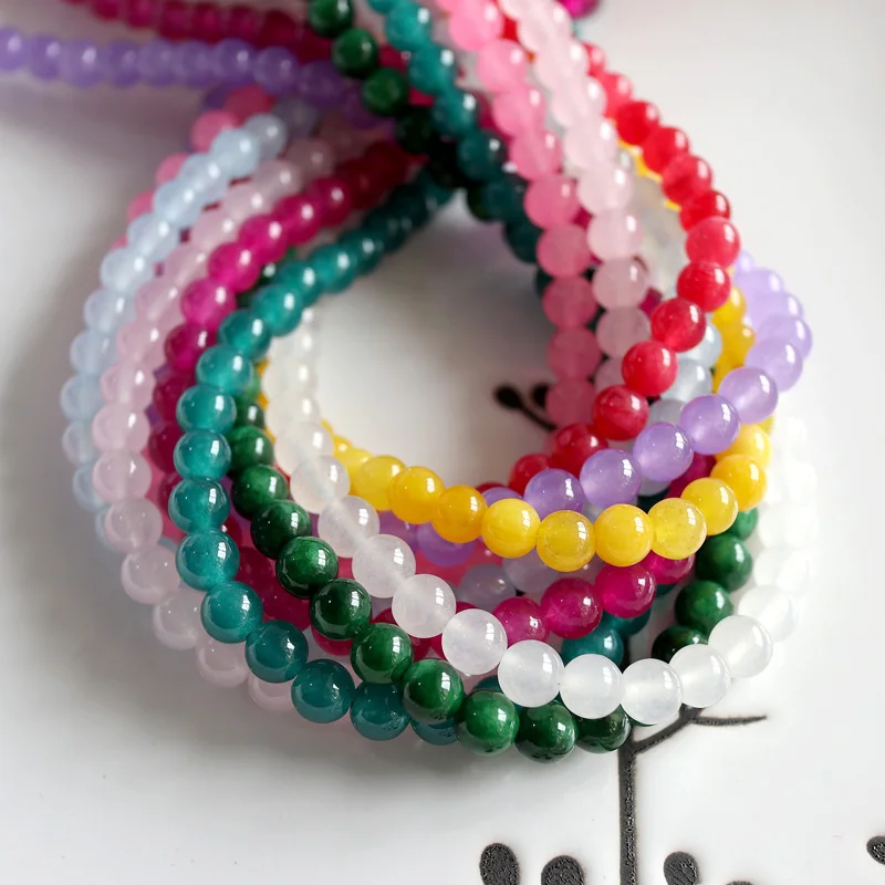 

wholesale 15"/38cm 6mm natural mixed colors chalcedony round loose beads jewelry making DIY for women