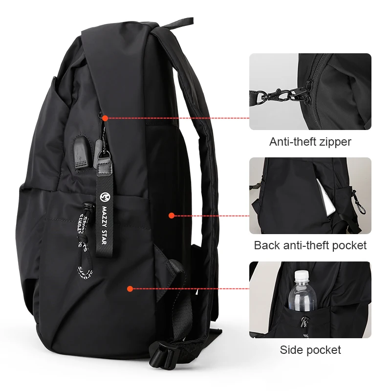 Mazzy Star nueva escuela moda hombres mochila bolsa a prueba de agua mochila hombres carga USB externa mochila MS_936 Mazzy Star nueva escuela moda hombres mochila bolsa a prueba de agua mochila hombres carga USB externa mochila MS_936