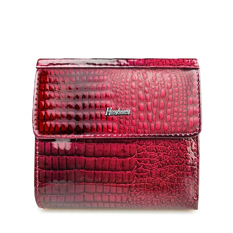 

HH women wallet patent leather lady short hasp zipper coin card holder purse mini wallets female luxury alligator purses