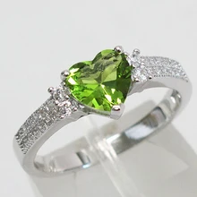 Green Stone Heart Wedding Rings for Women Charm Ring Engagement Jewelry Bague Femme Anillos Mujer O3Q028 kcaloe lady women green stones ring charm brand jewelry antique black rhinestone natural stone wedding anniversary rings anillos