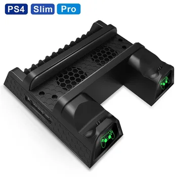 

PS4/PS4 Slim/PS4 Pro Vertical Stand with Cooling Fan Cooler Dual Controller Charger Charging Station for Sony Dualshock 4