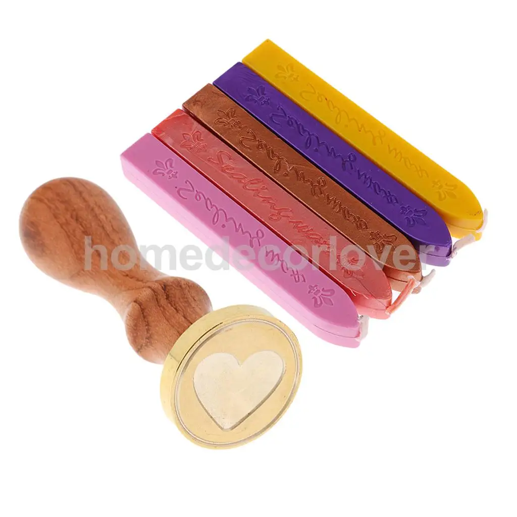 Vintage Envelope Sealing Logo Seal Wax Stamp Heart Carved for Xmas Party Invitation
