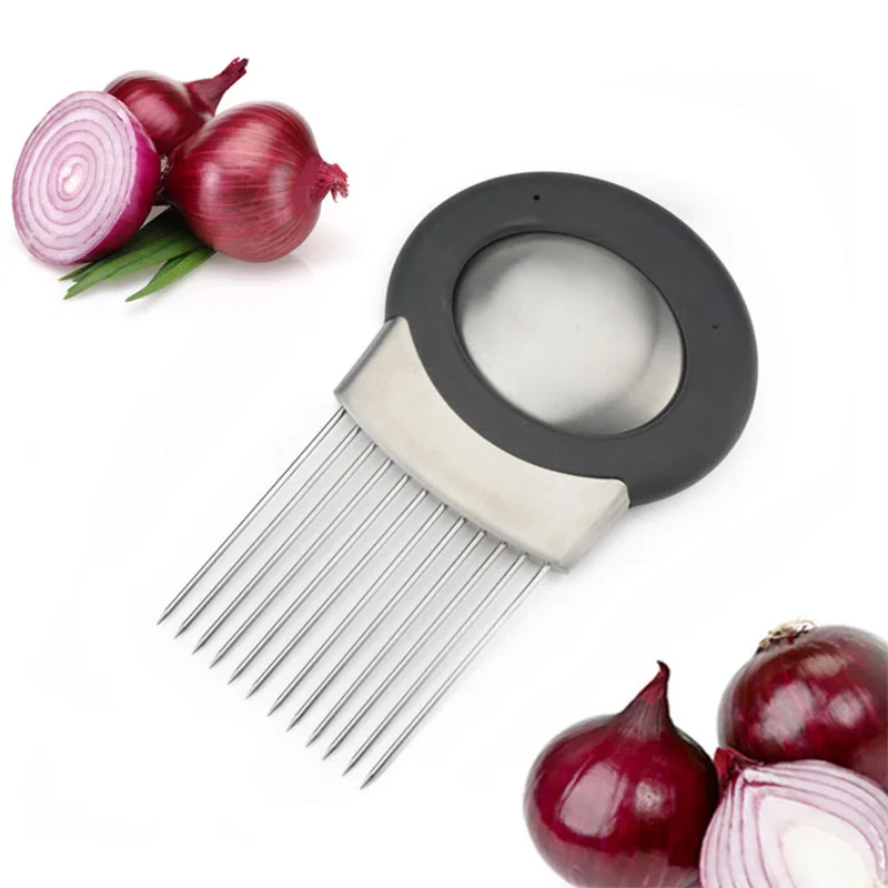 Onion Holder Fork+Stainless Steel Soap Easy Cut Onion Holder Slicer Vegetable Tool Meat
