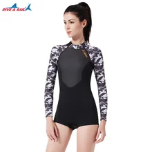 Женский короткий 1,5 мм Весенний гидрокостюм цельный с длинными рукавами на молнии, костюм для серфинга весенний купальный костюм неопрен влажный костюм для дайвинга с принтом