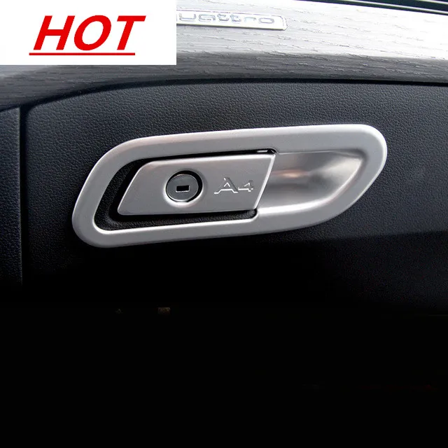 

New design Glovebox Handle Decoration Sequins Glove box ABS Chrome rear trunk switch button For Audi A4 2017 Car styling Refit