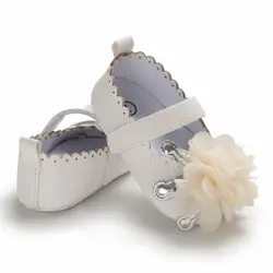 Обувь для маленьких девочек, малышей, весна, мягкая подошва, нескользящая, ПУ, повседневная обувь принцессы с цветком, мягкая подошва