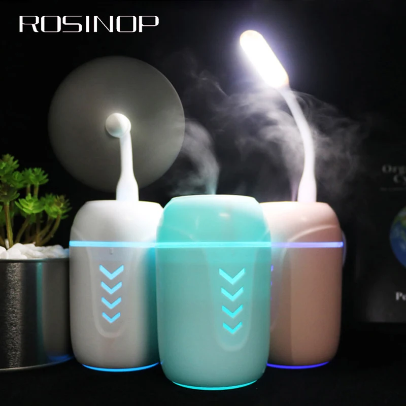 

Rosinop Office Gadgets Free Gift USB LED Lamp USB Fan + 200ml Ultrasonic Air Humidifier Night Light Aroma Essential Oil Diffuser