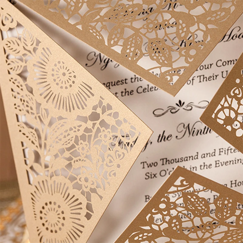 10sets Design Rustic Gold Wedding Invitations Laser Cut Invitation 10sets Design Rustic Gold Wedding Invitations Laser Cut Invitation Cards With Insert Paper Blank Card Envelope Free Shipping In From