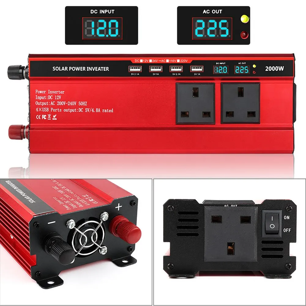 

2000W Car Inverter DC 12V 24V to AC 110V 220V Modified Sine Wave Car Charger Power Inverter Supply Converter Car Inverter