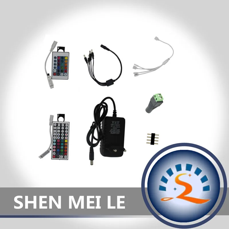 

RGB LED light with cable 1 to 2 1 to 4 LED Strip with accessories 4-pin connector 24 44 key Controller 2A power adapter 12v DC