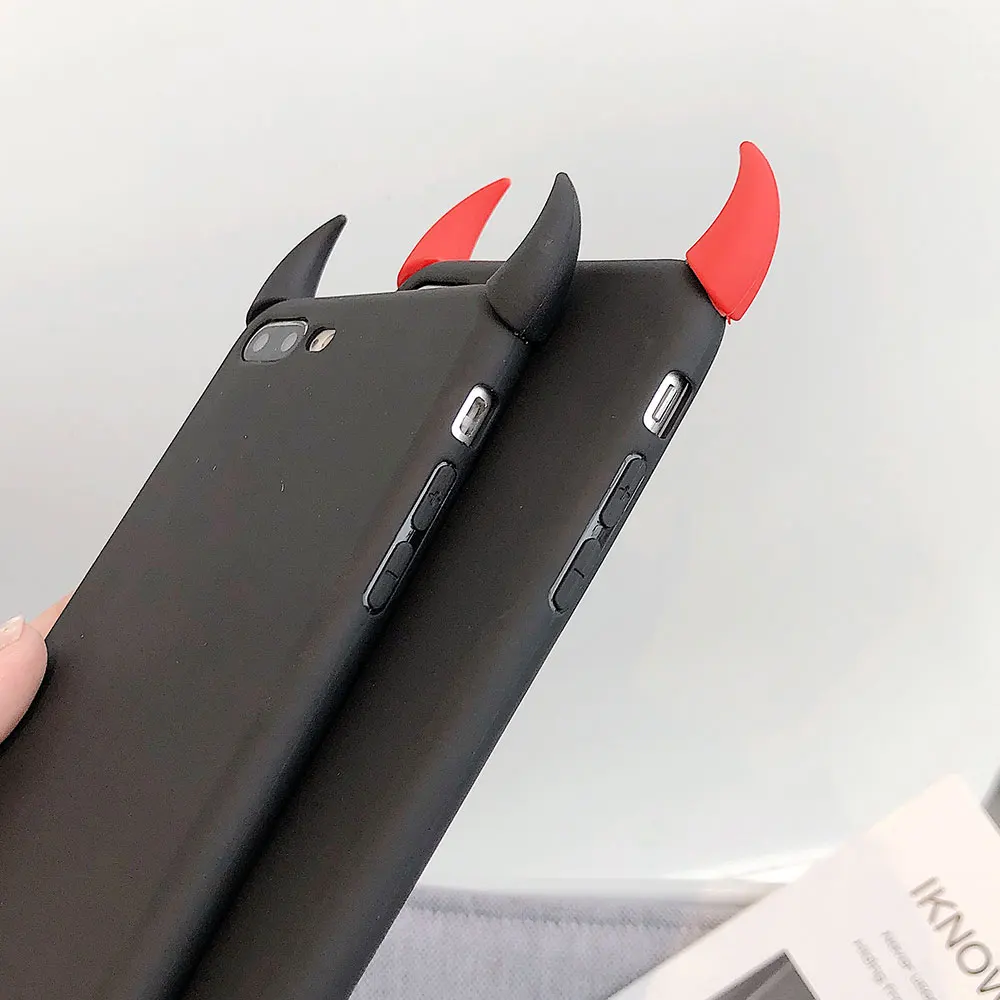 Чехол из ТПУ для телефона Devil Horn чехлы iPhone 8 Plus 7 XS X XR Xs Max мягкие модные 6S 6
