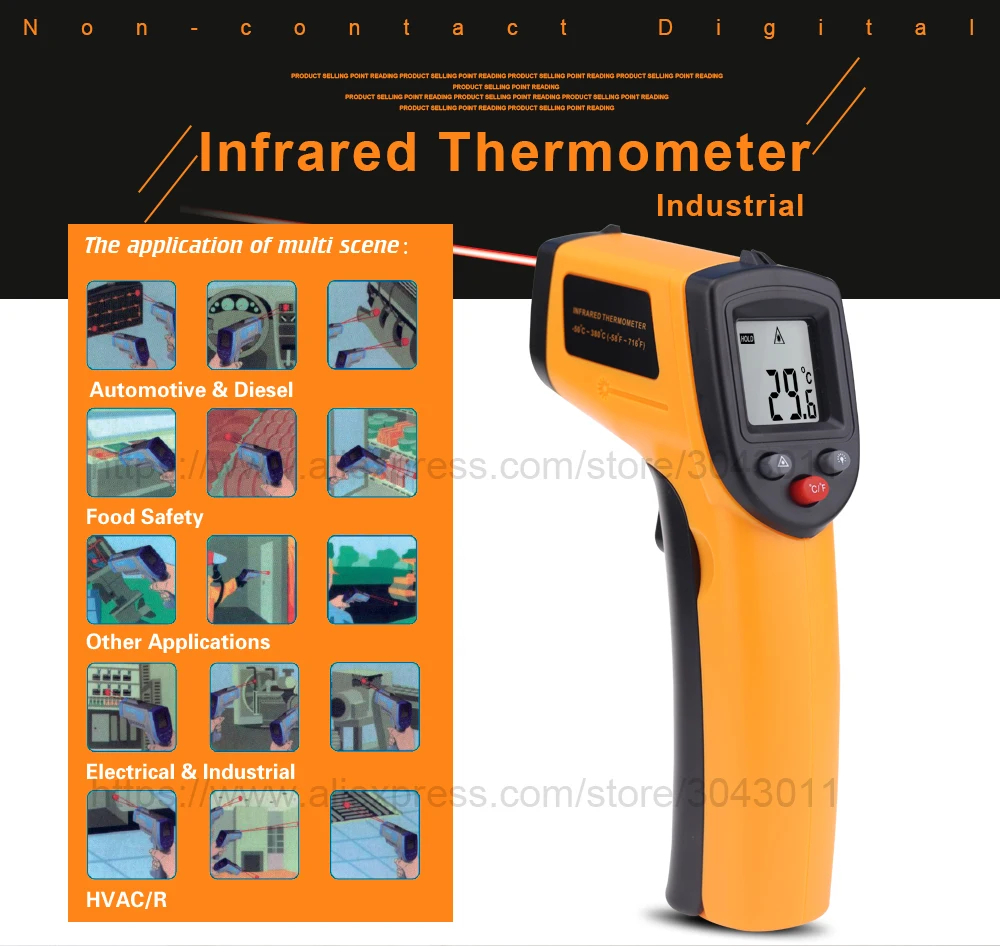 Бесконтактный инфракрасный термометр, мини промышленный цифровой инфракрасный термометр-50~ 380 градусов, лазерный температурный пистолет, измерительные инструменты