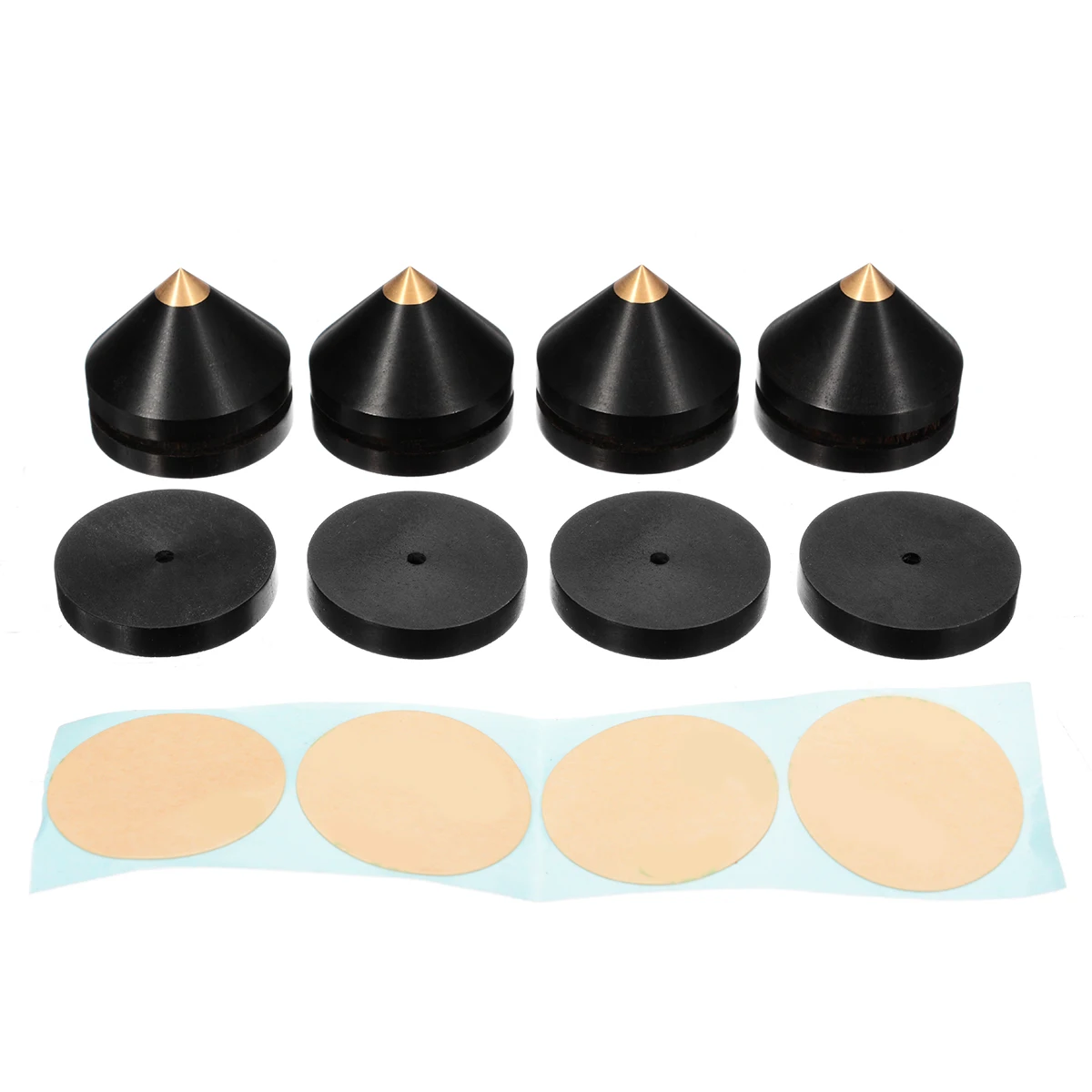 4Pcs Mini Ebony Audio Speaker Spikes Speakers Repair Parts DIY Speaker Isolation Spike Wooden Copper Stand Feet +Base Pad