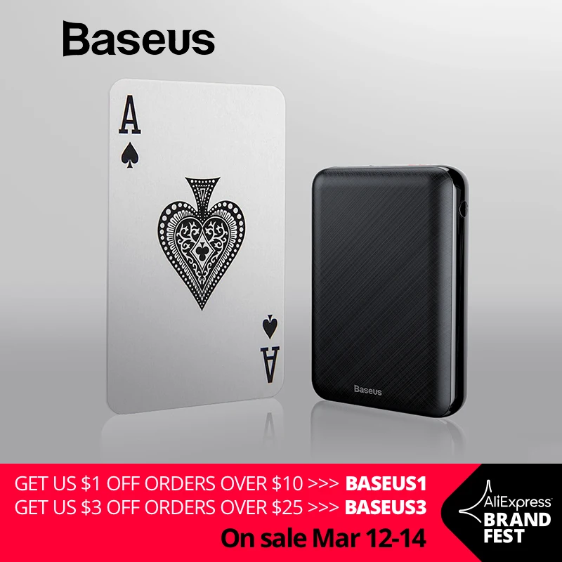 

Baseus Mini 10000mAh Power Bank for iPhone USB Type-C PD Fast Charging Powerbank for 2019 iPhone 11 Pro Max External Battery
