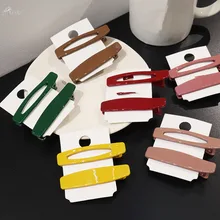 AOMU 2 шт./компл. Карамельный Цвет Акриловые зажимы для волос заколки для волос для Для женщин геометрический полый прямоугольник заколки для волос аксессуары для волос