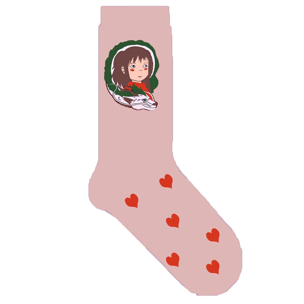

spirited away socks studio ghibli cartoon socks cute japan anime miyazaki hayao Chihiro Haku gift kawaii pink sock 50 pair/lot
