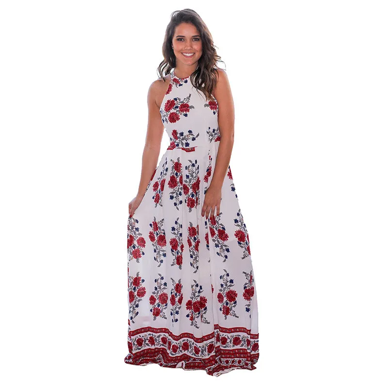 Plus Size XXXL Print Red Floral Long Maxi Dress Women Sexy Casual Halter Sleeveless Beach Boho Bohemian Dress Summer 2017 S-3XL plus-floral-dress : image Plus Size XXXL Print Red Floral Long Maxi Dress Women Sexy Casual Halter Sleeveless Beach Boho Bohemian Dress Summer 2017 S-3XL plus-floral-dress