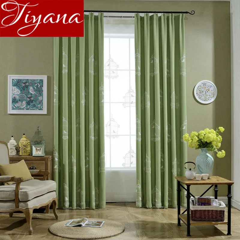 

Birdcages Curtains Green Kids Room Embroidered Voile Curtains Window Modern Living Room Curtains Tulle Drapes Fabrics T&008 #30