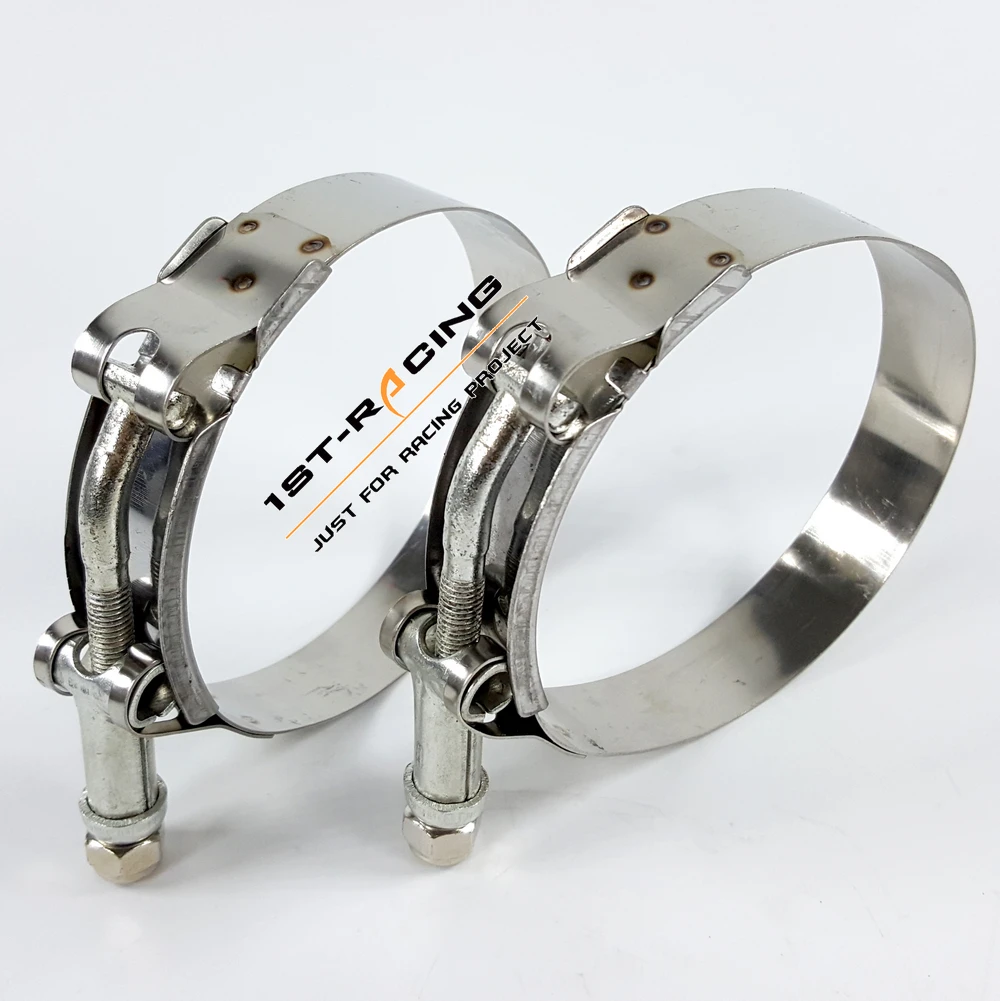 2 x 2.5" inch Turbo Silicone Pipe Hose T bolt Clamps 64 74 mm Stainless