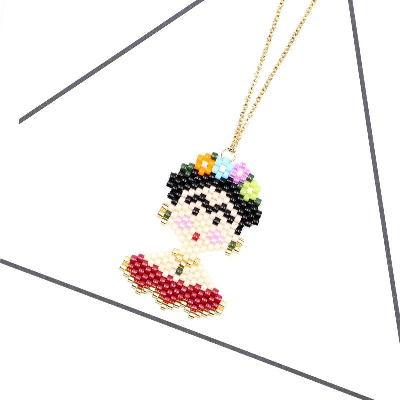 

Wholesale Lady Frida Flower Pendant Colliers Necklaces Fashion Friendship Gifts Necklace Women Miyuki Beads Gold Chain Choker