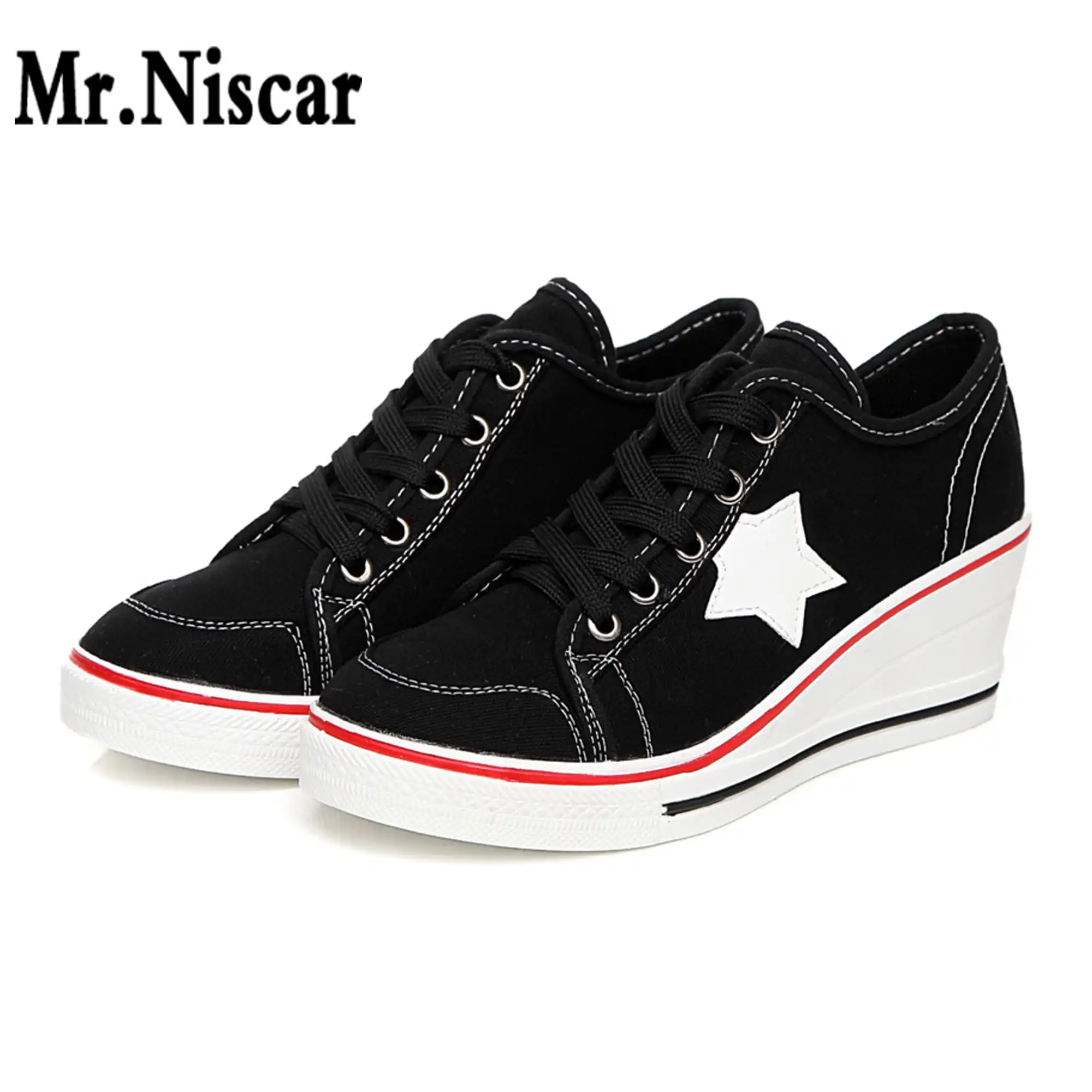denim wedge sneakers