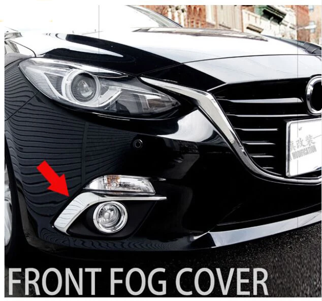 Front Fog Light Cover trim Eyebrow for 2014-2016 Mazda 3 AXELA Chrome
