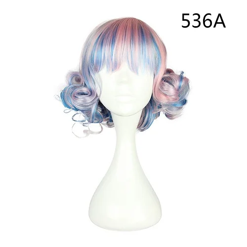 MCOSER 30 см короткий Синт кудрявый Синий Розовый 8 видов стилей цвета синтетический Хэллоуин маскарадный парик для вечеринки высокотемпературный волоконный парик-53 - Цвет: T4/27/30