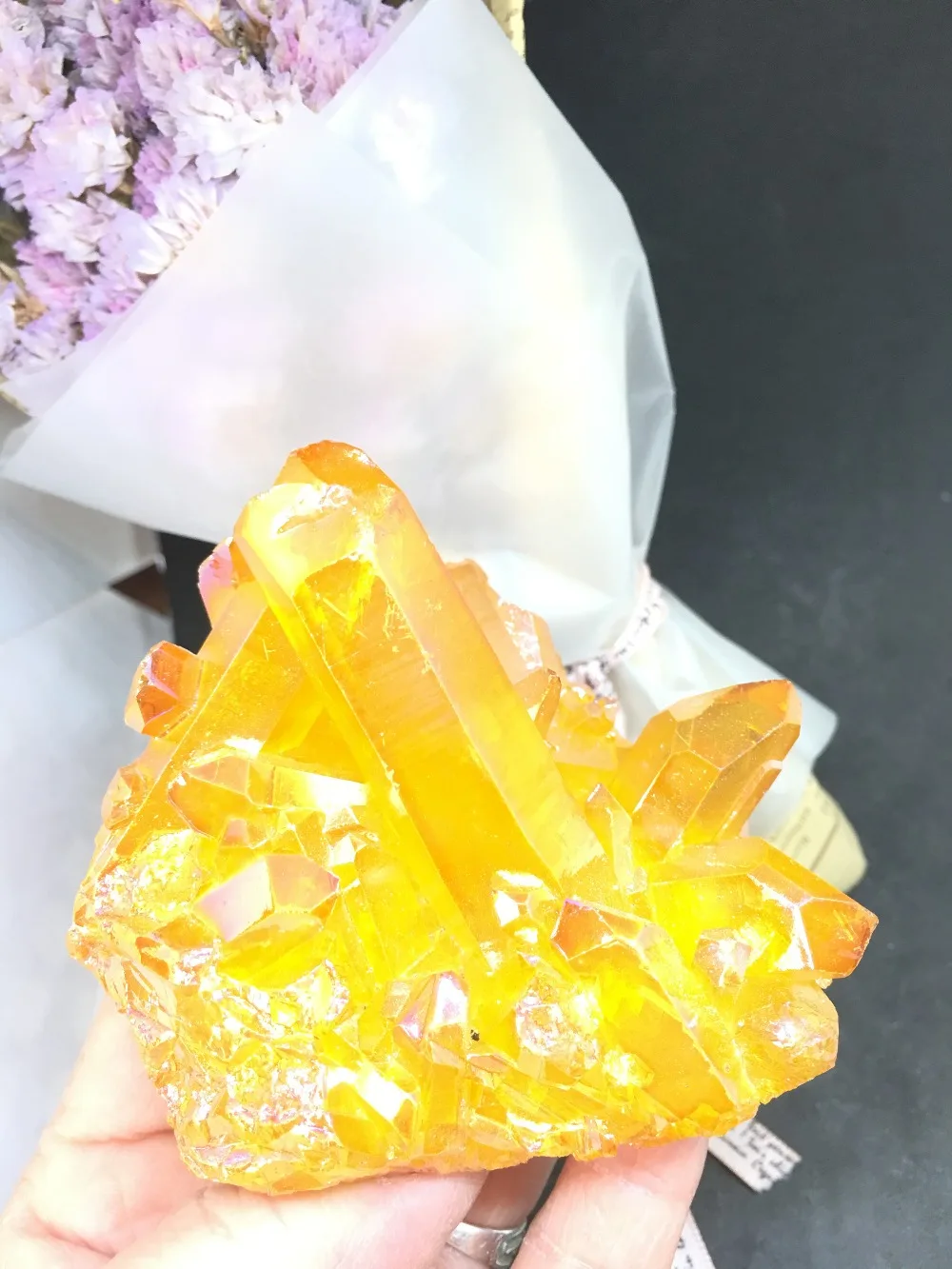 

PRETTY Aura Quartz Crystal Bismuth Titanium Silicon Clusters SPECIMEN