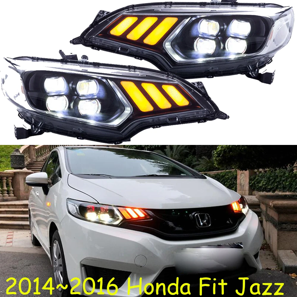 Car Headlights 2014 2015 2016 2017 For Honda Fit Headlamp DRL Lens Double Beam of 4 LED Red Angle Eye Style | Автомобили и