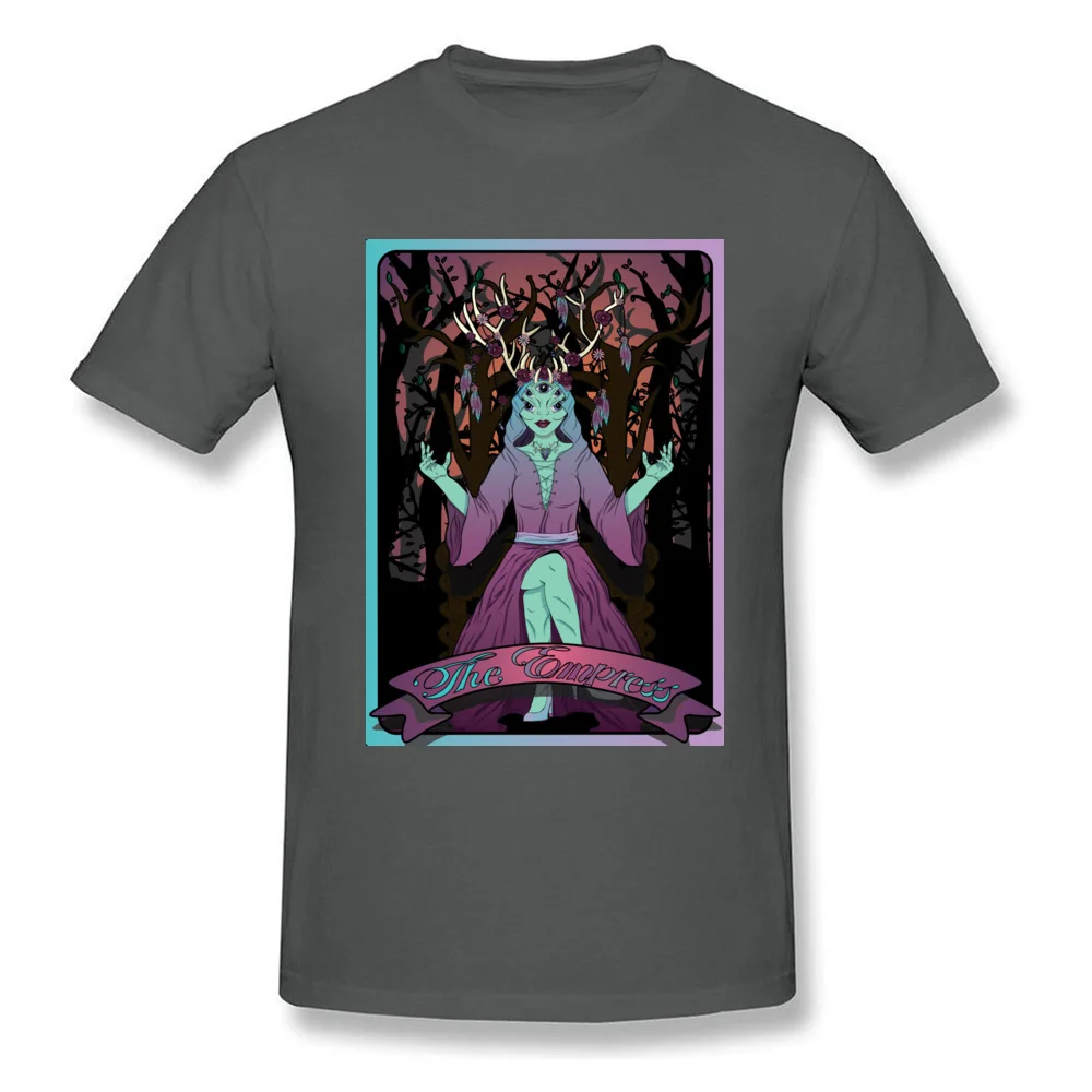 Street Tarot Card The Alien Empress Men Tshirts Fitted Summer/Autumn Short Sleeve Tops Shirt Crew Neck 100% Cotton T Shirt Tarot Card The Alien Empress carbon