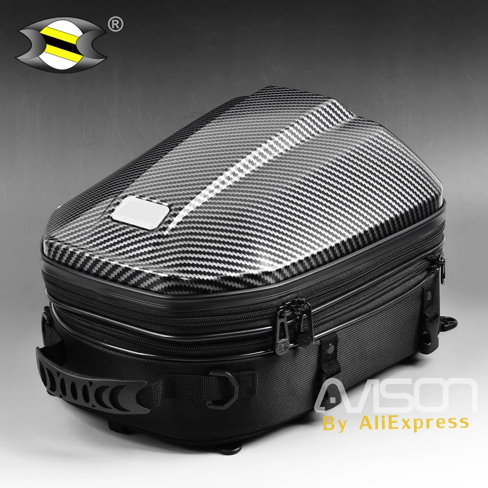 

Motorcycle Helmet Tail Bags Travel Package Back Seat Bags Universal Motorbike Hard-Shell Seat Bag Expandable Capacity