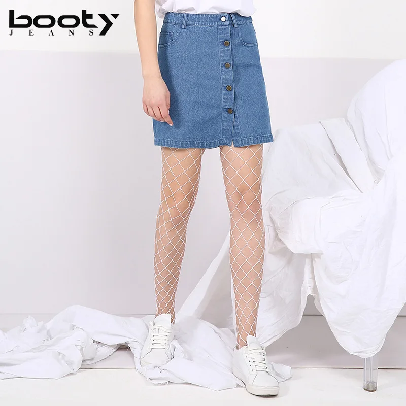 Bootyджинсы 2017 новая летняя женская Милая джинсовая юбка трапециевидной формы на пуговицах, подходящая ко всему, Женская Повседневная