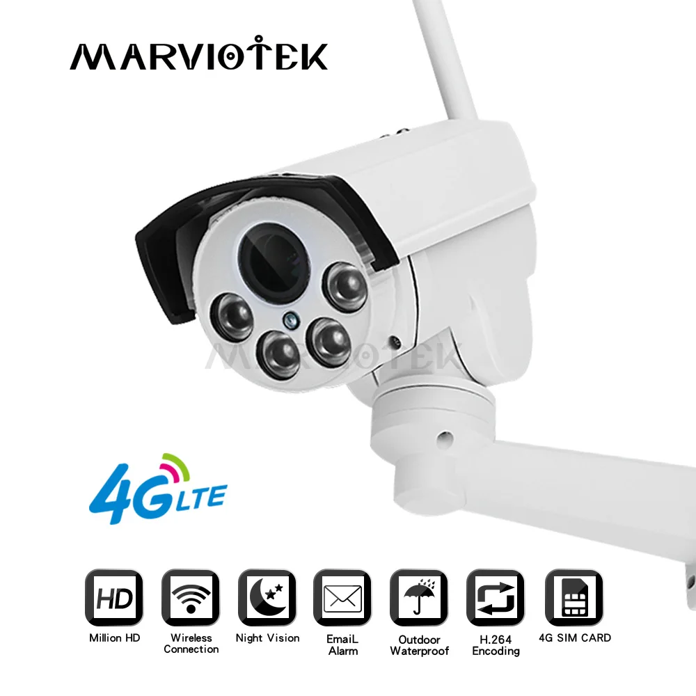 

960P 1080P 3G 4G SIM card IP Camera Outdoor Bullet Camera PTZ 4X Zoom Pan Tilt Video Mini CCTV Camera HD Wireless Waterproof P2P
