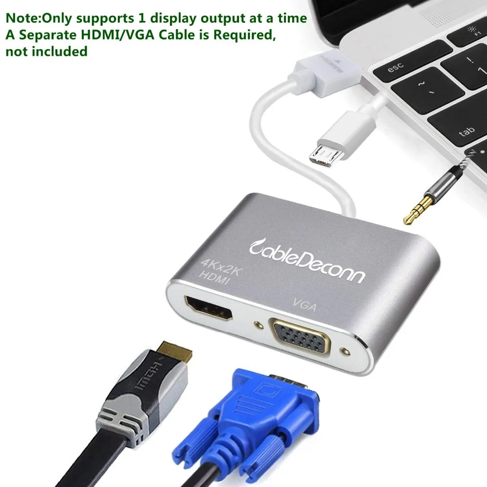 

CableDeconn 3in1 All in One HDMI to HDMI VGA Audio Converter Adapter Cable for Laptop Video Card Computers 2018 Hot Products