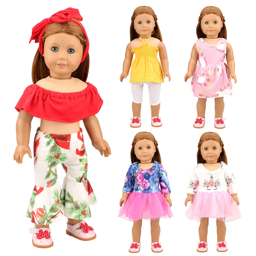 

Newest Fashion Handmade Doll clothes Accessories 43 cm dress For 18 inch baby dolls DIY Christmas birthday Present Toys For girl