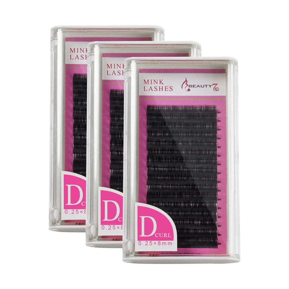 

BEAUTY7 Makeup False Eyelash D Curl 0.25mm 12-13-14mm Handmade Natural Mink Eyelash Individual Mink Lashes Eyelash Extension