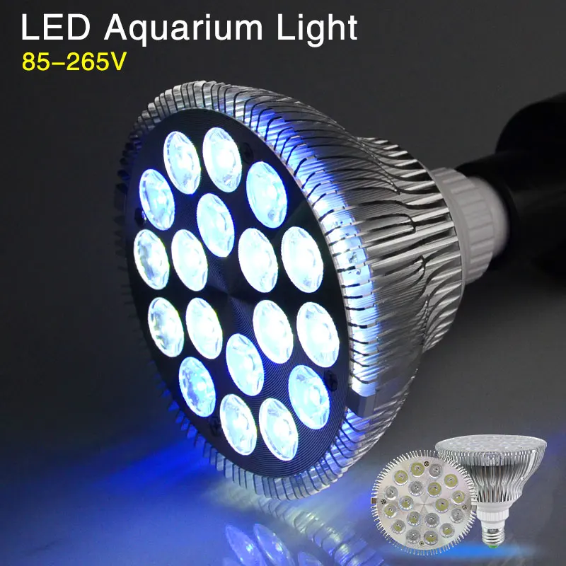 

1pcs LED Aquarium Growing Lighting for Tropical Fish Saltwater Fish Coral Reef E27 Grow lights 12White 6Blue Growth led lamp