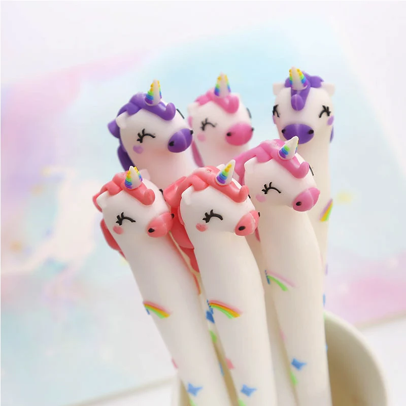 

Cute Soft Silicone Unicorn Pen Kawaii Rainbow Star Unicorn Gel Pens 0.5mm for Writing Kids Novelty Gift Office School Stationery