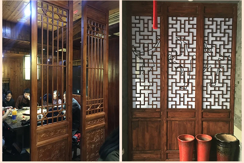 New Chinese solid wood screen living room partition screen cabinet hollow out board carvings porch