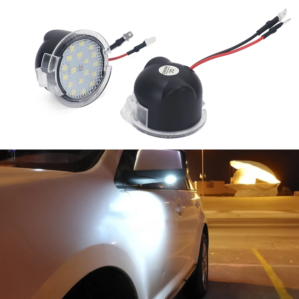 

2pcs White Welcome Light for Ford Fusion 2 3 Explorer Focus Mondeo Edge Taurus LED Under Mirror Puddle Car Rear Mirror Light