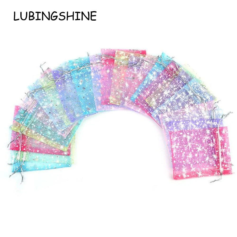 LUBINGSHINE 50 шт./лот подарочные мешочки из органзы на шнурке для конфет оптовая