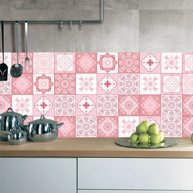 Pink Tile Floor Sticker 20 100cm 1pcs Kitchen Bathroom Waist Line Pink Tile Floor Sticker 20 100cm 1pcs Kitchen Bathroom Waist Line Diy Wall