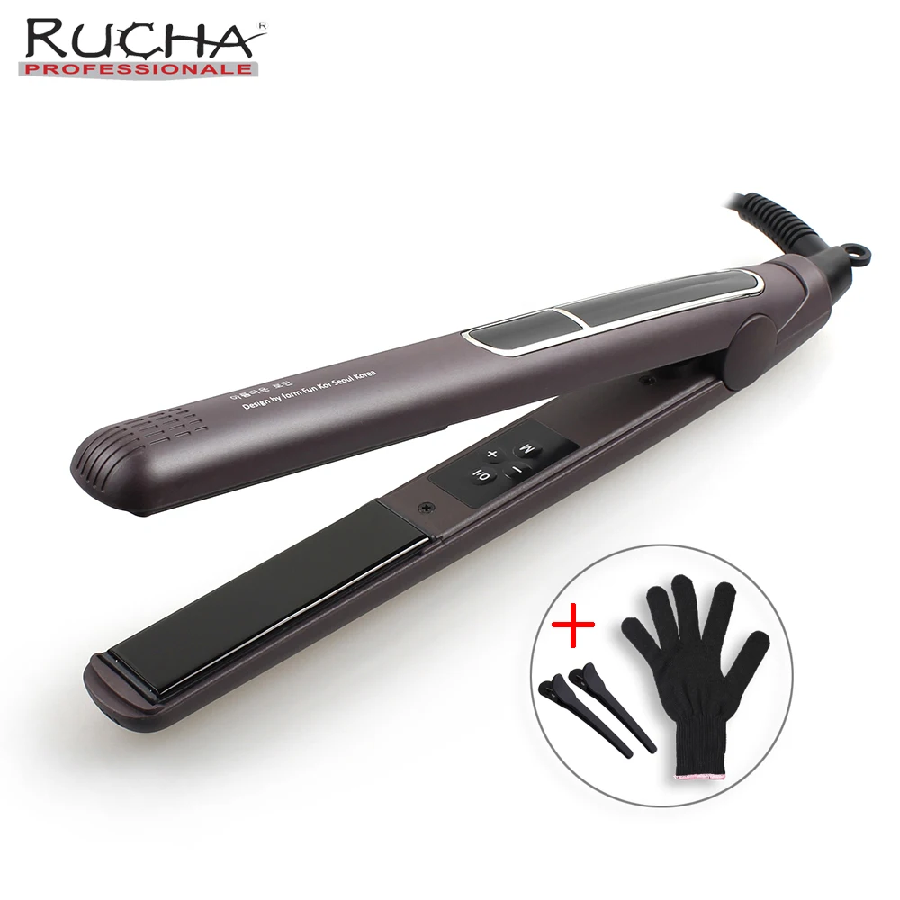 RUCHA 445F Hair Flat Iron Ceramic Hair Straightener MCH Fast Heating Flat Iron LCD Digital chapinha